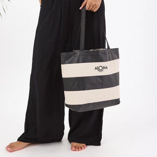 Deliciosa Reversible Tote by Aloha Collection | Black/Sandstone