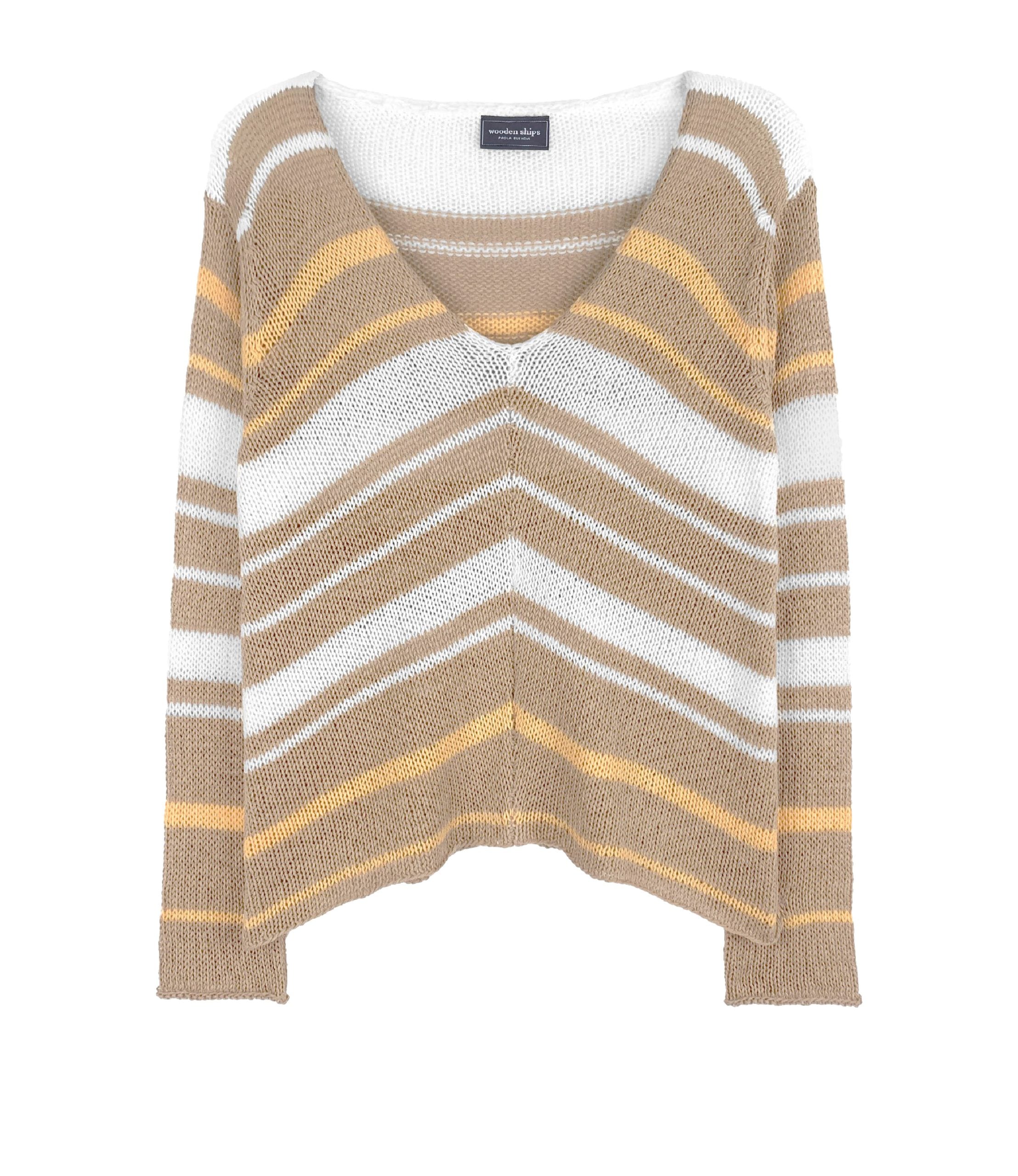 Horizon V Cotton by Wooden Ships | Cashew/White/Gold - Zen&Zip