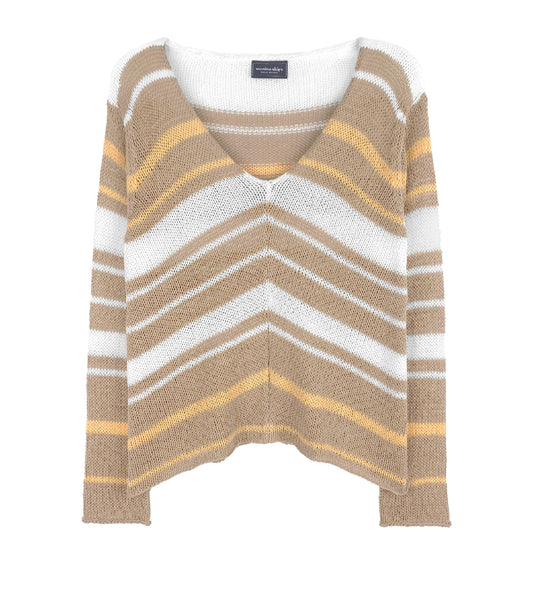 Horizon V Cotton by Wooden Ships | Cashew/White/Gold - Zen&Zip