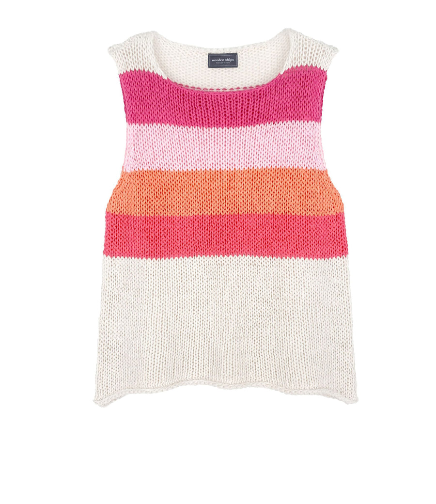 Maui Shell Half Striped Top Cotton by Wooden Ships | Almond Butter Stripe - Zen&Zip