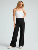 Spacedye Foldover Wide Leg Pant by Beyond Yoga | Darkest Night