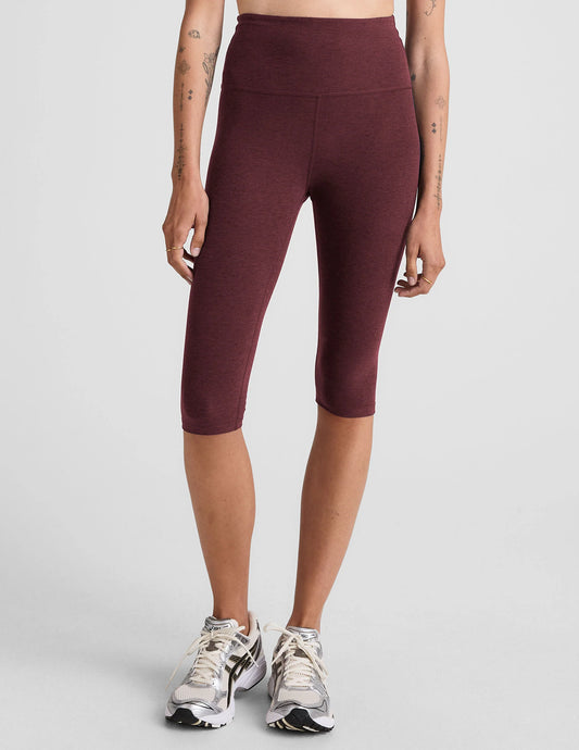 High Waisted Pedal Pusher Legging by Beyond Yoga | Midnight Burgundy Heather