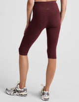 High Waisted Pedal Pusher Legging by Beyond Yoga | Midnight Burgundy Heather