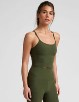 Spacedye Slim Racerback Cropped Tank by Beyond Yoga | Army Green Heather