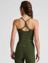 Spacedye Slim Racerback Cropped Tank by Beyond Yoga | Army Green Heather