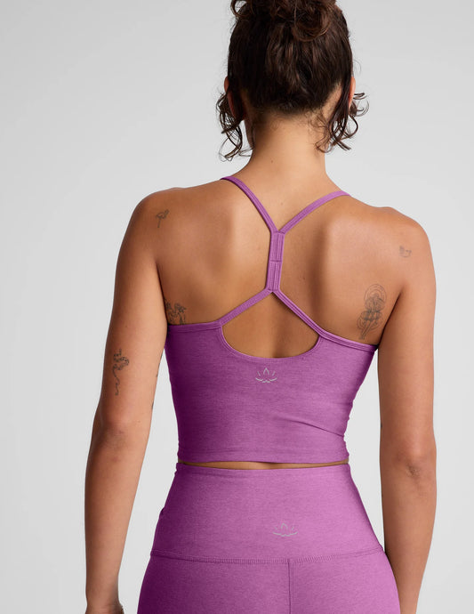 Spacedye Slim Racerback Cropped Tank by Beyond Yoga | Fun Fuchsia Heather