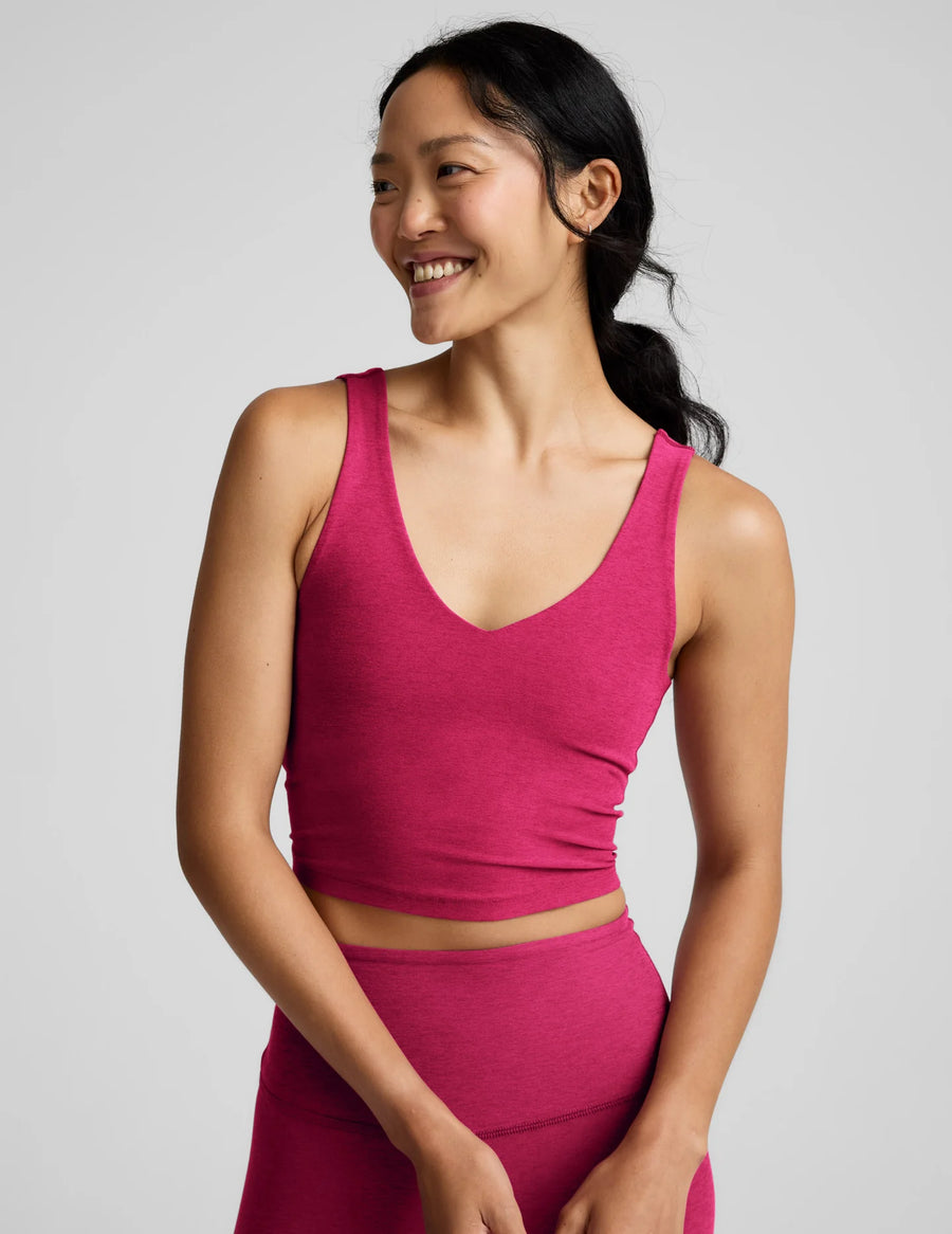 Spacedye Good Day Cropped Tank by Beyond Yoga | Berry Red Heather