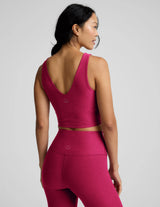 Spacedye Good Day Cropped Tank by Beyond Yoga | Berry Red Heather