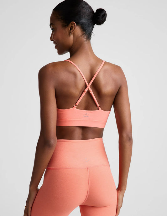 Spacedye Twist Front Strappy Bra by Beyond Yoga | Dreamsicle Heather