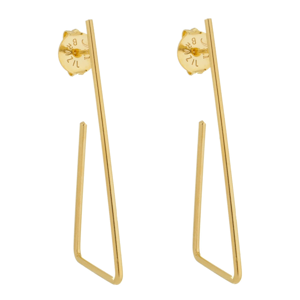 Medium Flat Triangle Gold Hoops by Sai Brazil | 18k Gold Plated