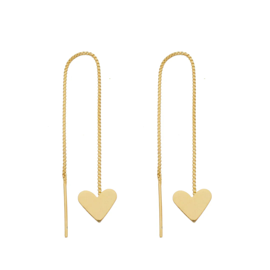 Heart Thread Earring by Sai Brazil | 18k Gold Plated