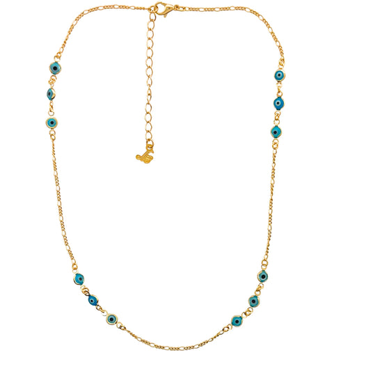 Tiny Turquoise Evil Eyes Necklace by Sai Brazil | 18k Gold Plated - Zen&Zip