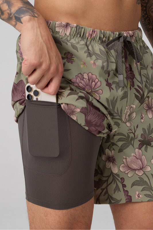 The 5” One Short by Fabletics | Seagrass Wildflowers