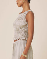 Bianca Smocked Tank by Splendid | Light Fawn/White