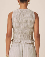 Bianca Smocked Tank by Splendid | Light Fawn/White