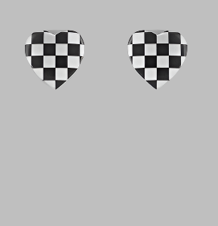 Checkered Heart Studs | Black/White