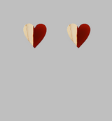 Resin & Wood Heart Earrings | Red