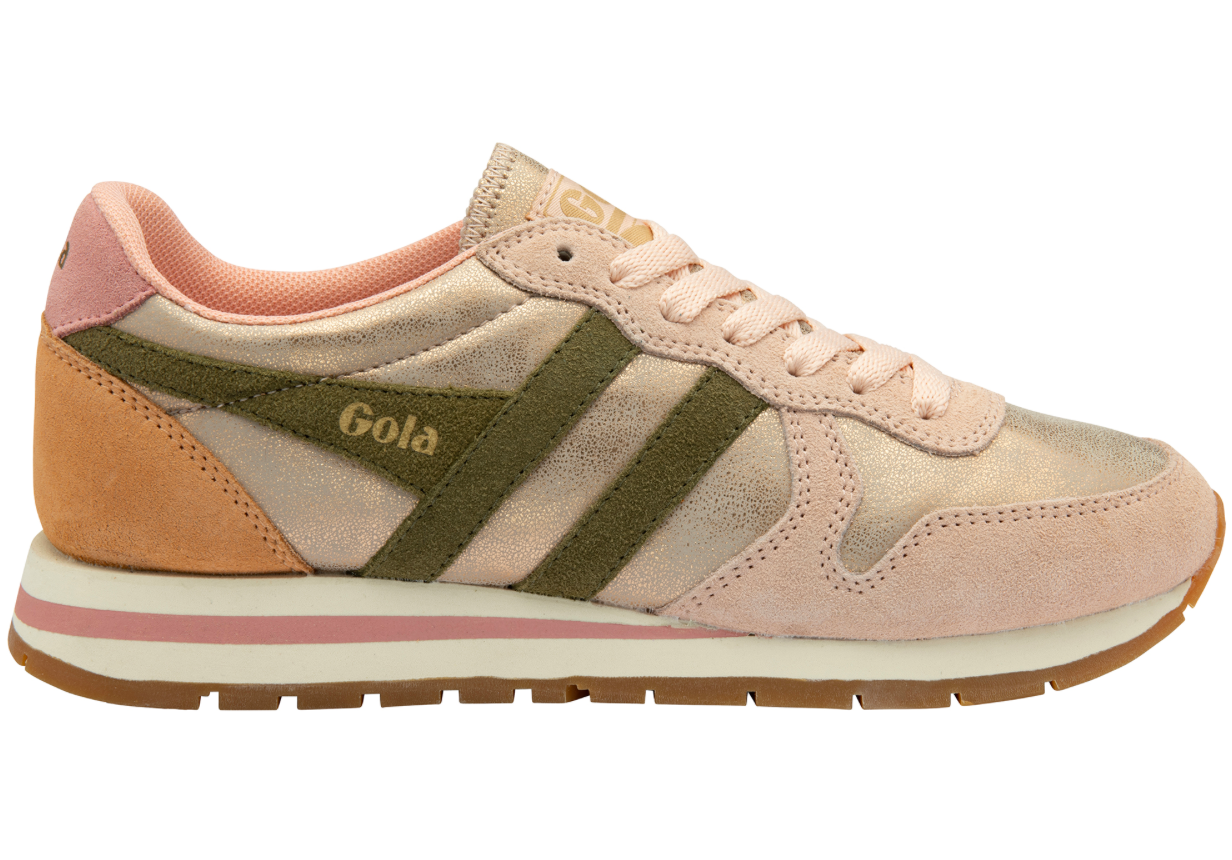 Daytona Blaze Sneaker by Gola | Rose Gold/Khaki/Coral Pink