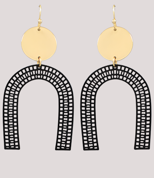 Filigree Arch Earrings Black/Gold