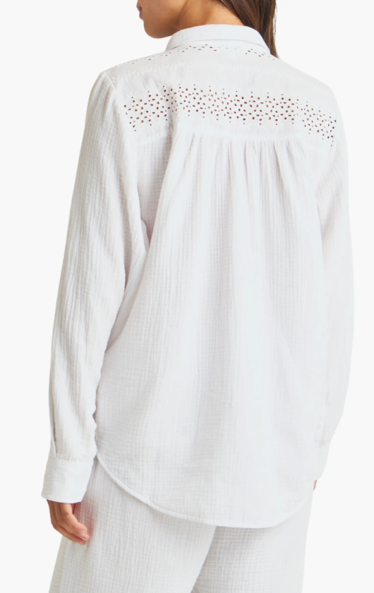 Kit Gauze Eyelet Button Down Shirt