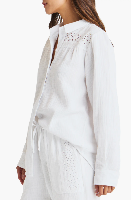 Kit Gauze Eyelet Button Down Shirt