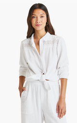 Kit Gauze Eyelet Button Down Shirt