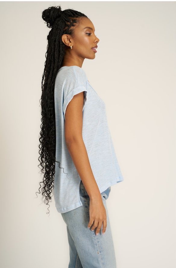 Too Deep Washed Scoop Neck Blue Dusk