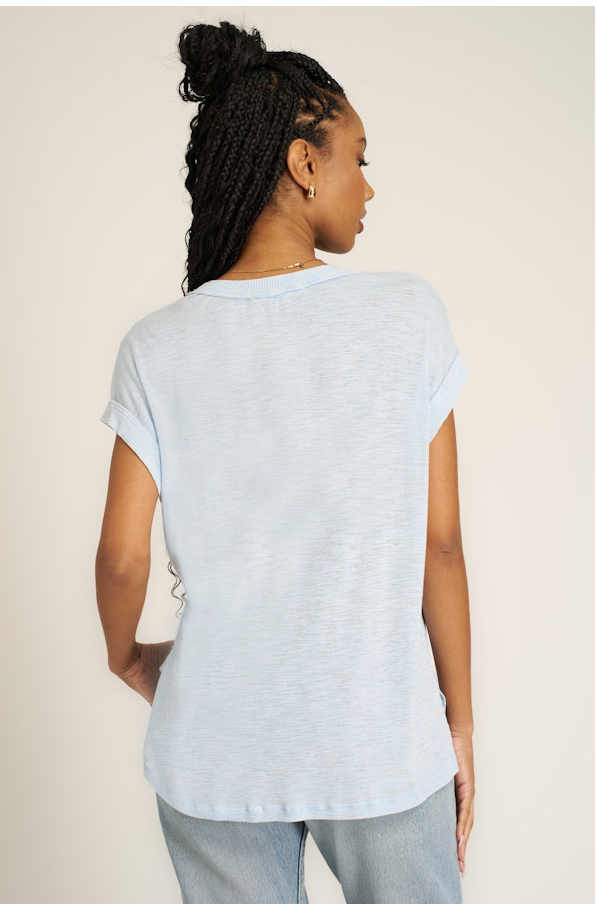 Too Deep Washed Scoop Neck Blue Dusk