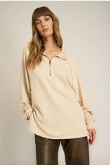 Kerry Half Zip Oversized Sweatshirt Mother of Pearl