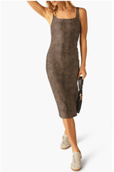 Softmark Icon Midi Dress by Beyond Yoga | Neutral Snakeskin