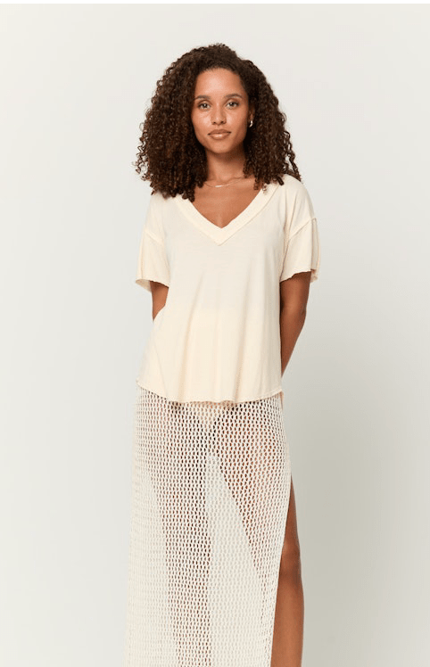 Baltimore VNeck Tee by Project Social T | Meringue - Front 