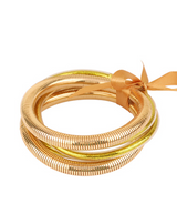 5 Row Glitter Tube Herringbone Bracelet-Gold