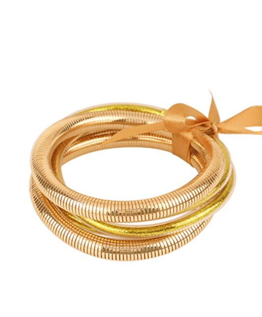 5 Row Glitter Tube Herringbone Bracelet | Gold - Zen&Zip