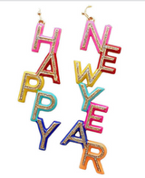 Happy New Year Glitter Earrings | Multi