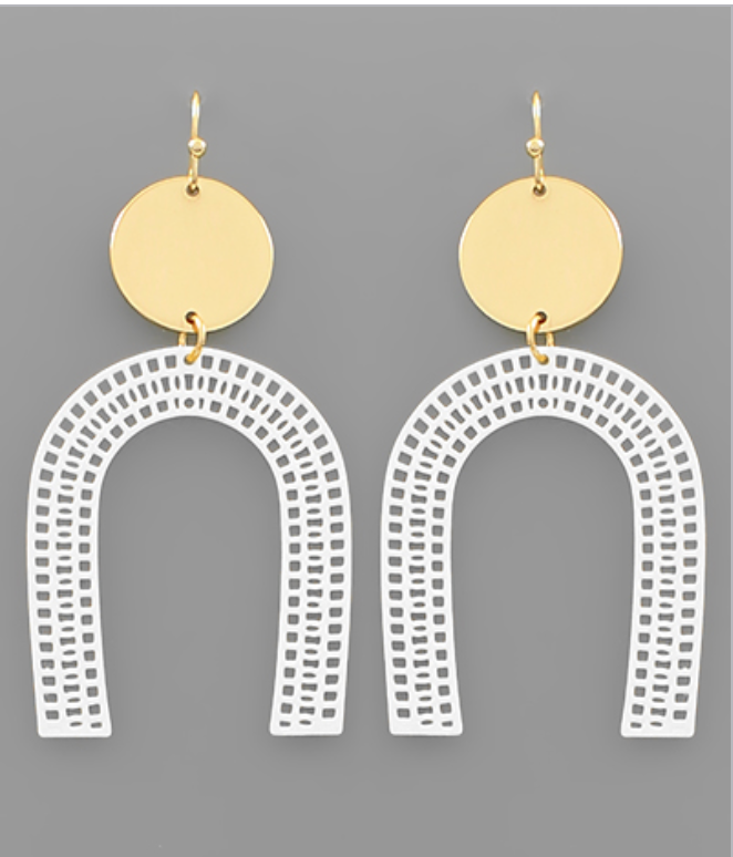 Filigree Arch Earrings White/Gold