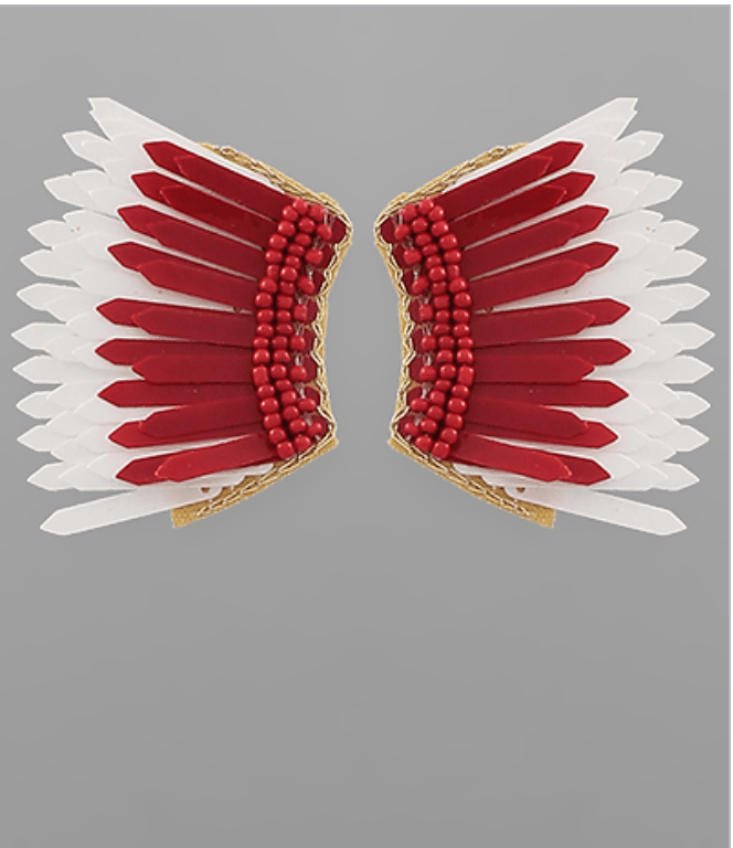 Wing Shape Earrings | Red/White