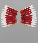 Wing Shape Earrings | Red/White