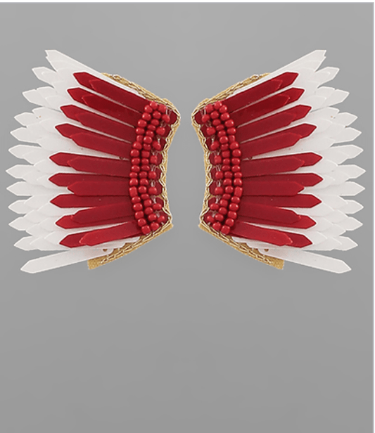 Wing Shape Earrings | Red/White - Zen&Zip