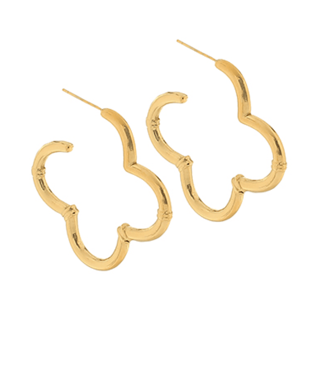 40mm Open Clover Hoops |Gold