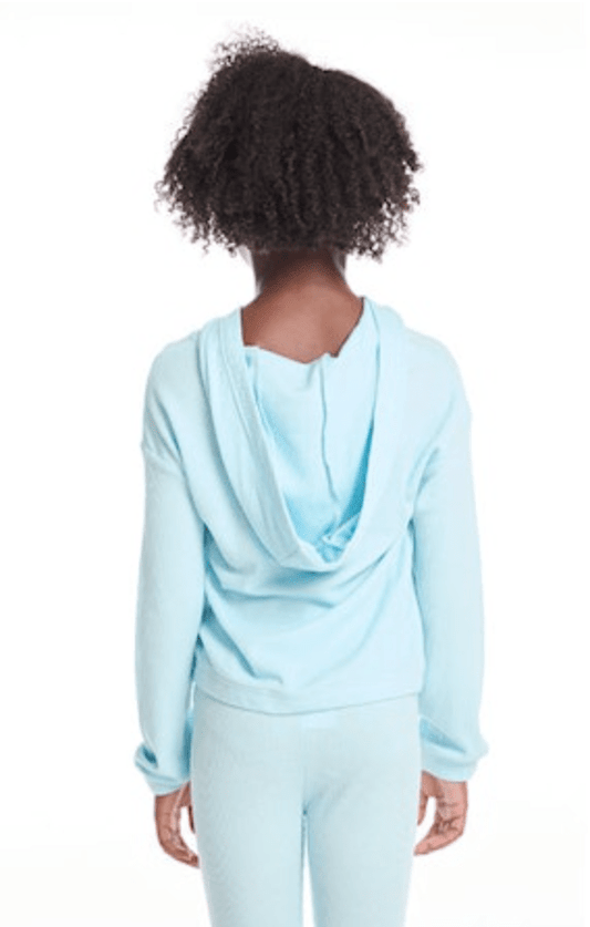 Semi-Cropped Shirred Hoodie by Chaser Kids | Baby Blue Jay - Zen&Zip