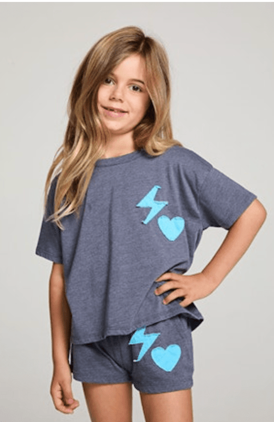 Lightning Love Shorts by Chaser Kids | Slate - Zen&Zip