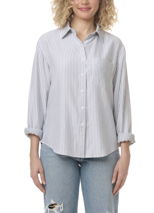 Kenna Stripe Button Down by Splendid | Olive/White - Zen&Zip