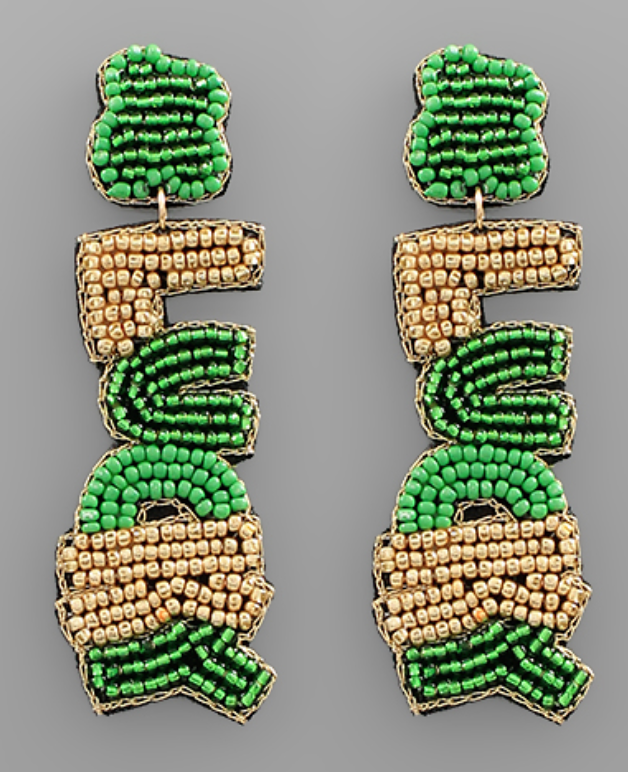 St. Patrick Lucky Bead Drop Earrings | Green/Gold - Zen&Zip