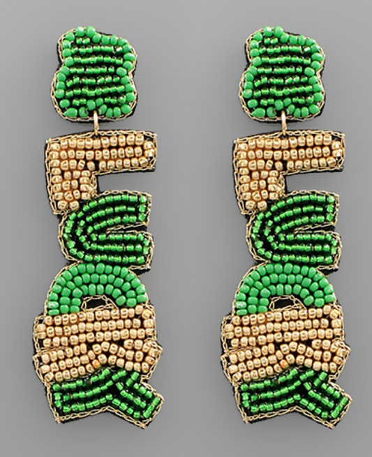 St. Patrick Lucky Bead Drop Earrings | Green/Gold - Zen&Zip