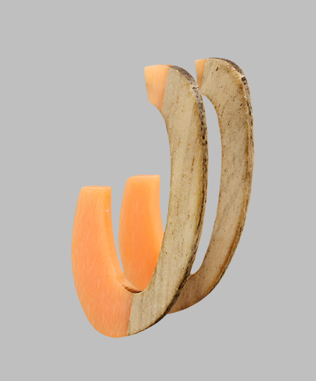Oval Wood and Resin Earrings | Orange/Brown - Zen&Zip