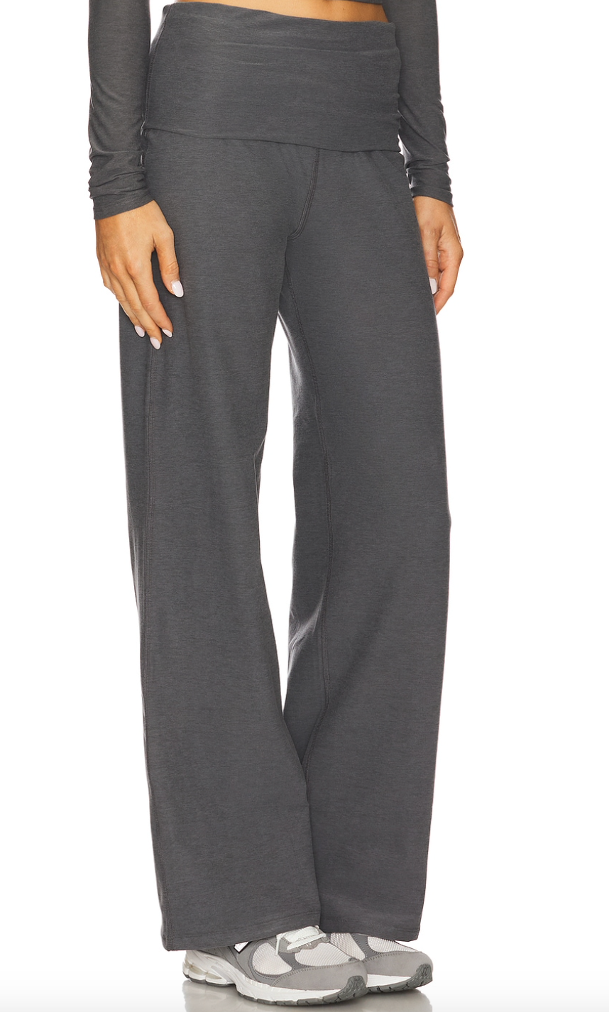 Spacedye Foldover Wide Leg Pant by Beyond Yoga | True Gray Heather