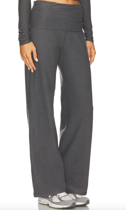 Spacedye Foldover Wide Leg Pant by Beyond Yoga | True Gray Heather - Zen&Zip