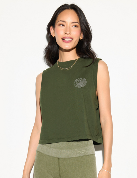 Emit Doheny Crop Tank by Spiritual Gangster | Mojave Green
