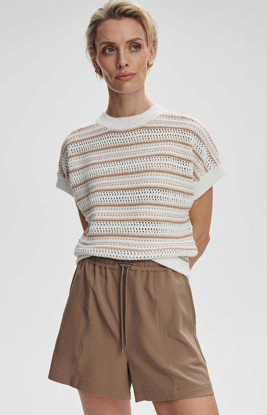 Ciara Stripe Knit Top by Varley | Chanterelle Stripe