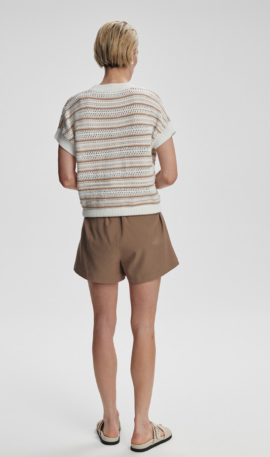 Ciara Stripe Knit Top by Varley | Chanterelle Stripe